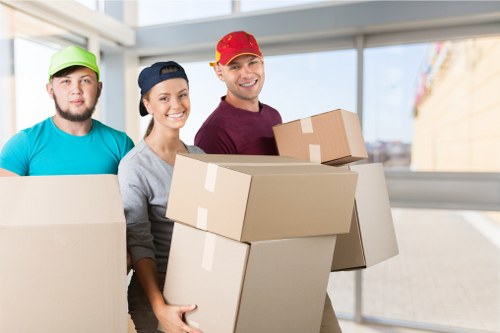 Professional team preparing for office relocation in Storage Sutton