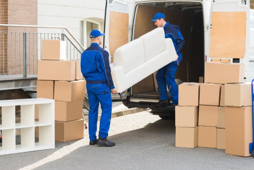 Customer interacting with moving team